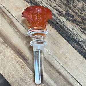 VERSACE Rosenthal Amber Glass Sculpted Medusa Bottle Stopper